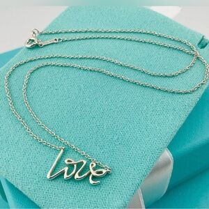Tiffany & Co 💯% Auth Graffiti Love Necklace 925 Sterling w/Pouch ✨EUC✨